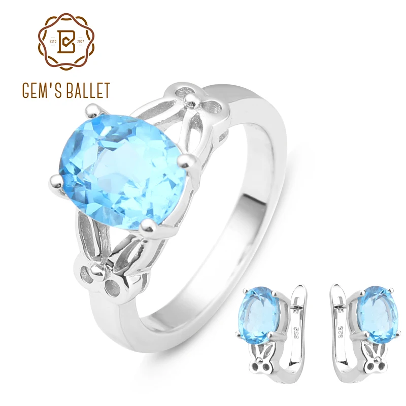 GEM'S BALLET 10.42ct Oval Natural Swiss Blue Topaz Jewelry Set 925 Sterling Silver Earrings Ring Set For Women Fine Jewelry
GEM'S BALLET 10.42ct Oval Natural Swiss Blue Topaz Jewelry Set 925 Sterling Silver Earrings Ring Set For Women Fine Jewelry
