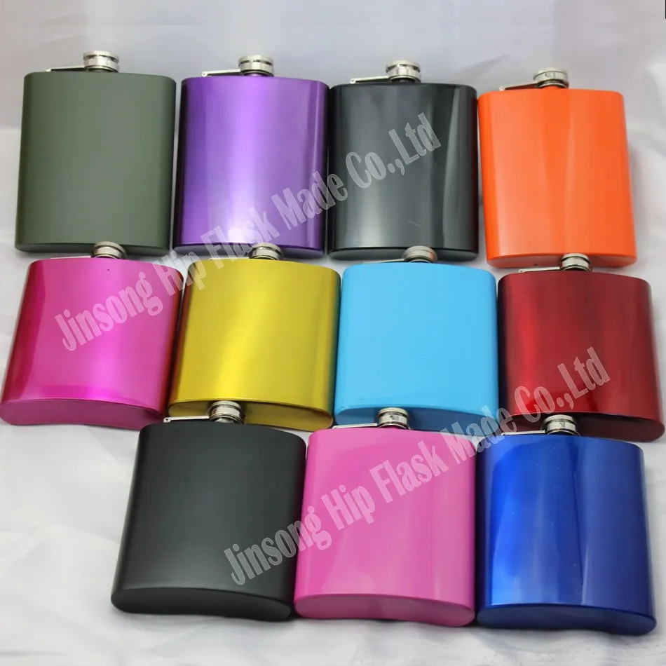 Description Picture 3 of item50pcs Powder coated 7oz  304 stainless steel  colored  hip flask,personalized logo accept  suit for co2 or fiber engraved