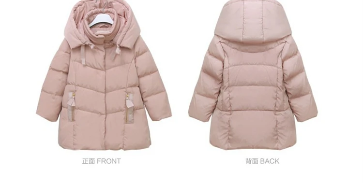 2018 Cold Winter Warm Thick Baby Child Girl Hoody Long Outerwear Pink Duck Down & Parkas Jacket & Coat For Girls 100-150 cm (2)