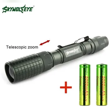 SKYWOLFEYE 8000 Lumen High Bright T6 LED Flashlight 5-Mode Zoomable linternas LED Torch by 2*18650 Battery
SKYWOLFEYE 8000 Lumen High Bright T6 LED Flashlight 5-Mode Zoomable linternas LED Torch by 2*18650 Battery