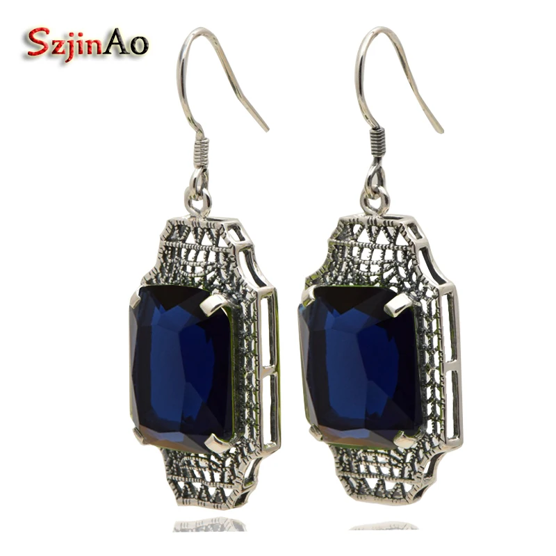 Szjinao Retro Fashion Wedding 925 sterling silver Earrings European luxury Women With Sapphire Long Earrings
Szjinao Retro Fashion Wedding 925 sterling silver Earrings European luxury Women With Sapphire Long Earrings