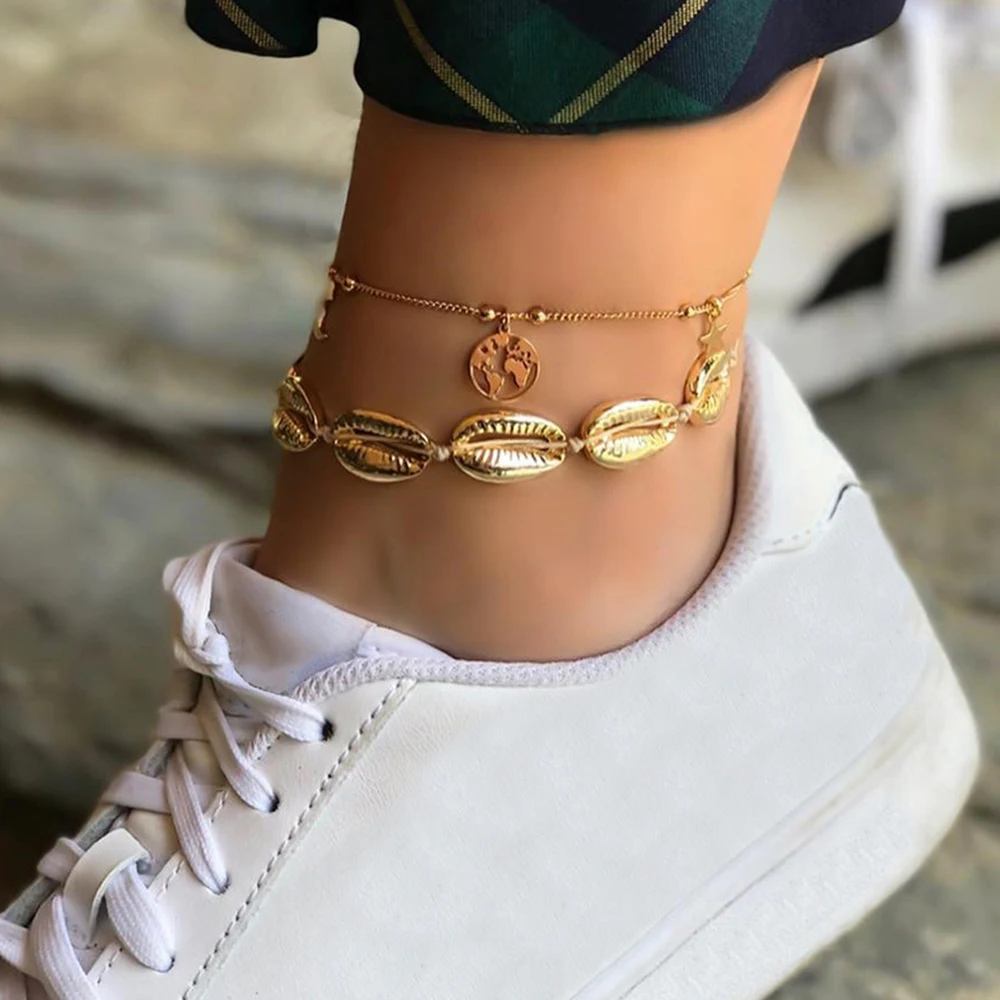 2 Pcs/set Women Fashion Stars Moon World Map Shell Leather Braided Anklet Beach Charm Jewelry Accessories
2 Pcs/set Women Fashion Stars Moon World Map Shell Leather Braided Anklet Beach Charm Jewelry Accessories