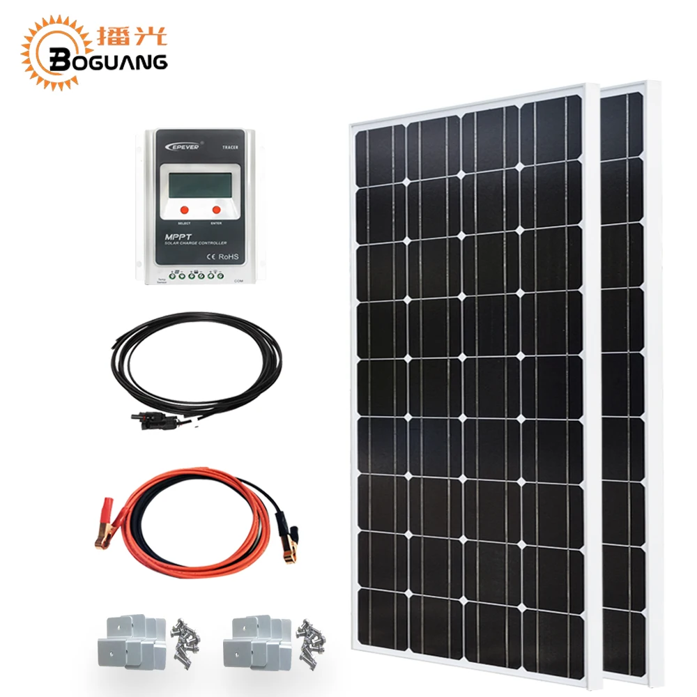 

Boguang 200w solar System kit 100w solar panel EPsolar 20A MPPT controller MC4 connector cable Y-type adapter 12v/24v battery