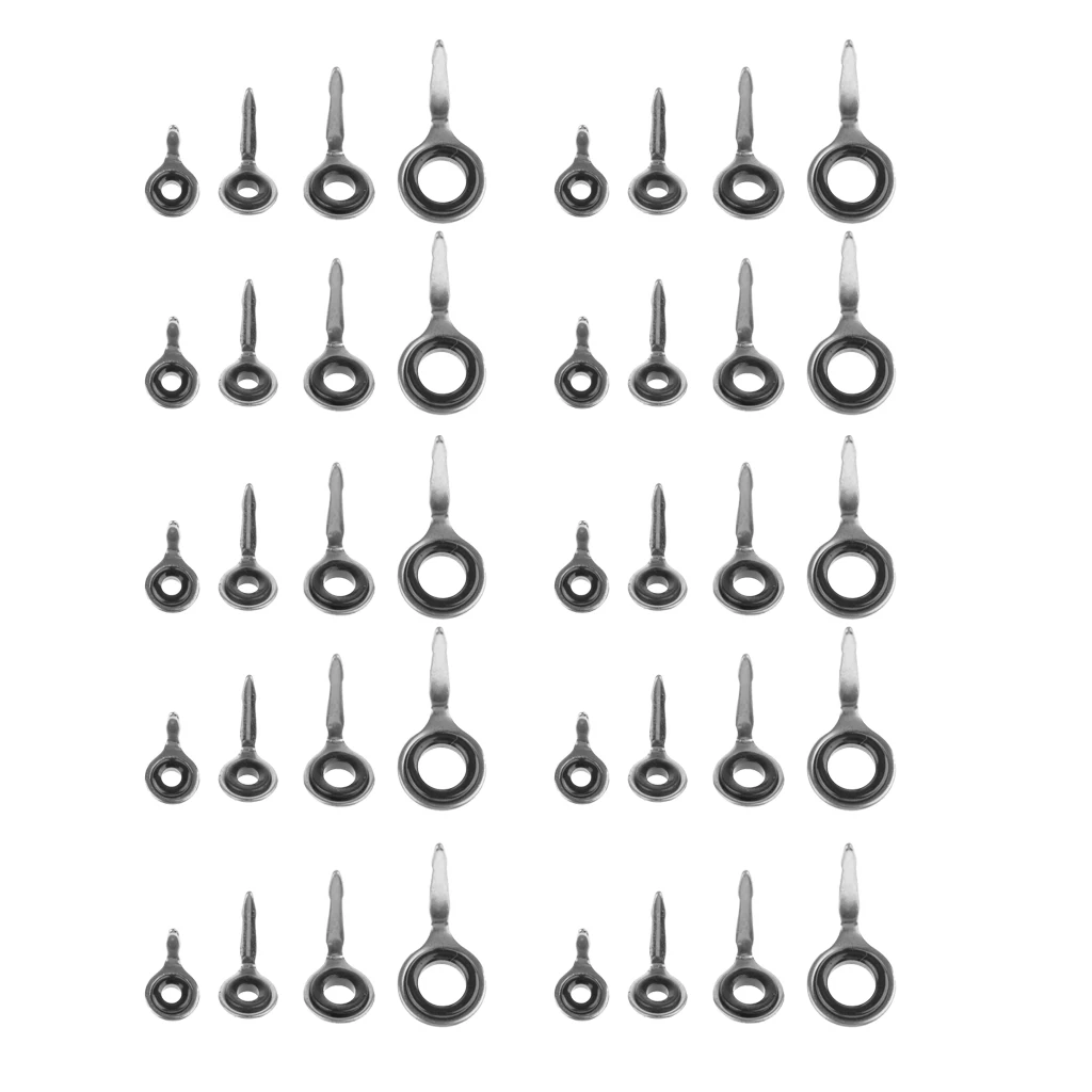 40pcs Raft Fishing Rod Eyes Ceramic Rings Rod Guides Tip Tops 3# 4# 5# 6#