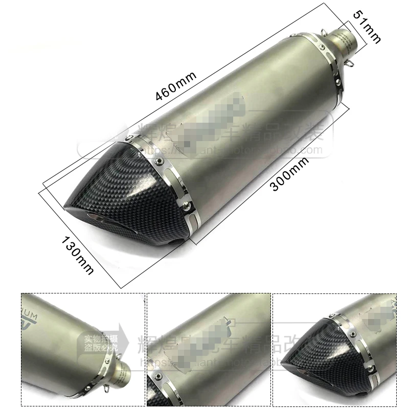 47cm Motorcycle akrapovic mivv yoshimura exhaust pipe muffler with DB killer for Z750 Z800 Z1000 tmax530 FZ16 CB1000R CRF230 ATV
47cm Motorcycle akrapovic mivv yoshimura exhaust pipe muffler with DB killer for Z750 Z800 Z1000 tmax530 FZ16 CB1000R CRF230 ATV