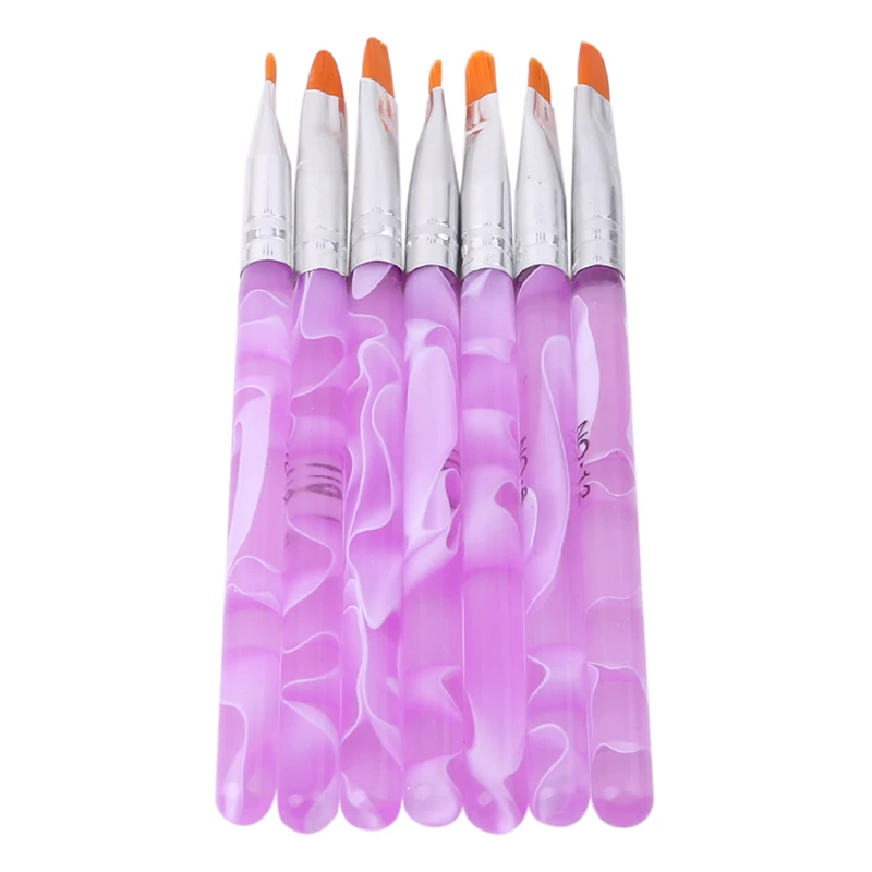 7pcs/set DIY Nail Tools New Fashion Flat UV Gel Acrylic Nail Brush Set Nail Art Painting Purple Pen Design Builder Salon Tip 
7pcs/set DIY Nail Tools New Fashion Flat UV Gel Acrylic Nail Brush Set Nail Art Painting Purple Pen Design Builder Salon Tip