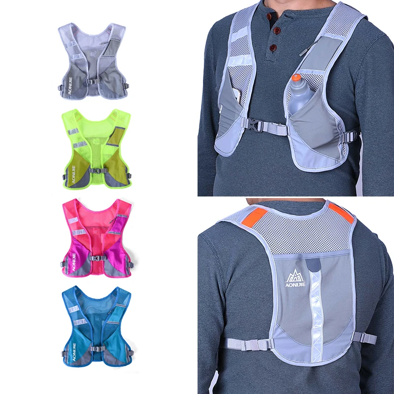 Image AONIJIE 10L Marathon Reflective Vest Bag Sport Running Cycling Bag Men Women Safety Gear Light Weight Outdoor Running Backpack