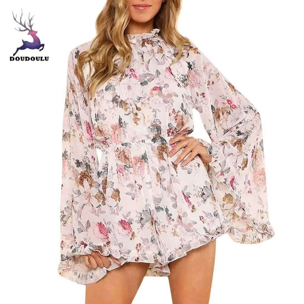 Fashion Women Holiday Long Sleeve Chiffon Printed High Waisted Summer Beach women jumpsuit with Flowers elegant women 2018 #EW
Fashion Women Holiday Long Sleeve Chiffon Printed High Waisted Summer Beach women jumpsuit with Flowers elegant women 2018 #EW
