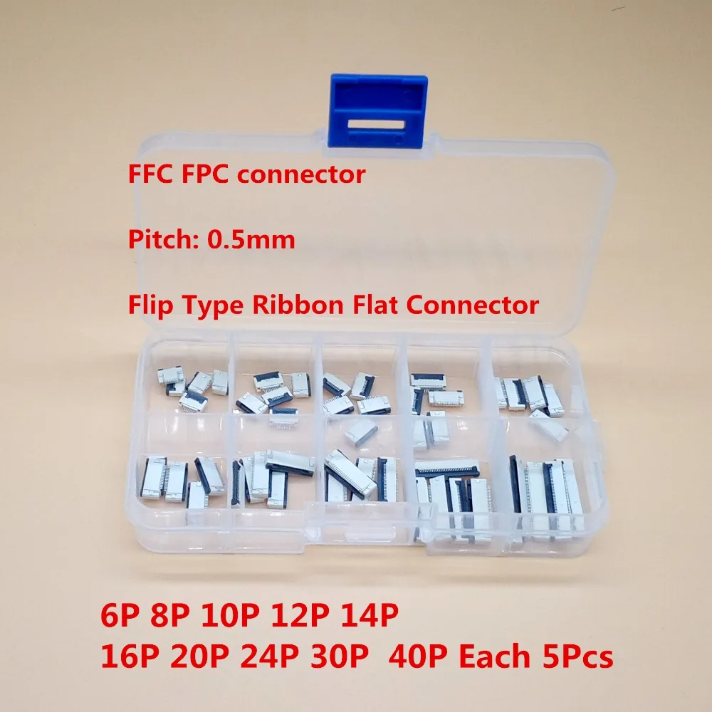 50pcs Clamshell Bottom Contact Type 0.5mm Filp Down FFC FPC Connector 6/8/10/12/14/16/20/24/30/40 Pin
50pcs Clamshell Bottom Contact Type 0.5mm Filp Down FFC FPC Connector 6/8/10/12/14/16/20/24/30/40 Pin