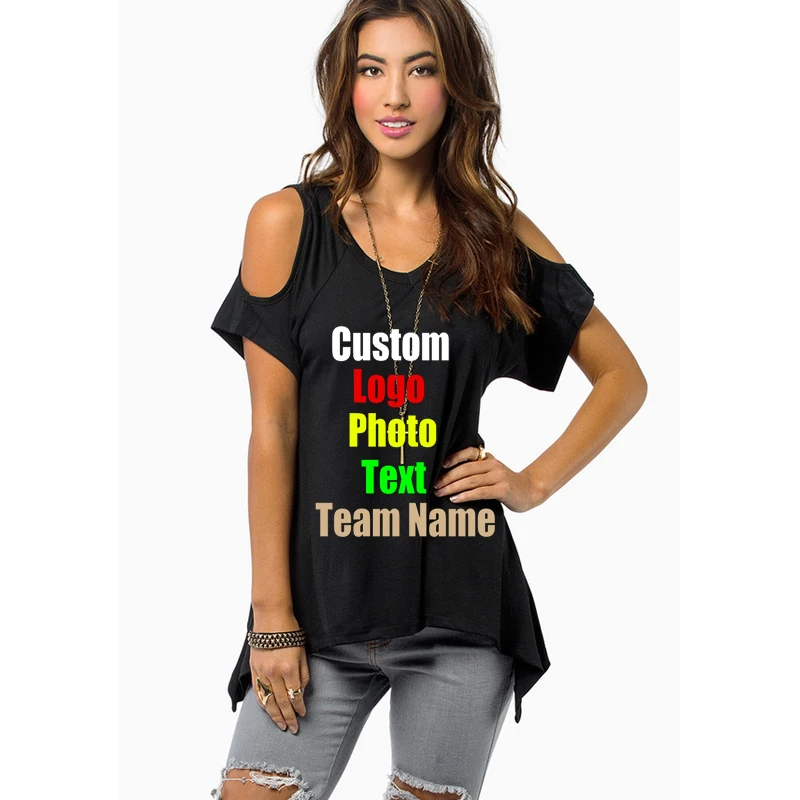 Oversized 4XL 5XL European Western Women T shirt Off Shoulder Irregular Female V Neck Tops Custom Logo Photo Text Printed Tshirt
Oversized 4XL 5XL European Western Women T shirt Off Shoulder Irregular Female V Neck Tops Custom Logo Photo Text Printed Tshirt