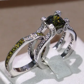 Victoria Brand New Luxury Jewelry Handmade 925 Sterling Silver Round Cut 5A Zirconia CZ Olive Green Birthstone Wedding Ring Set
Victoria Brand New Luxury Jewelry Handmade 925 Sterling Silver Round Cut 5A Zirconia CZ Olive Green Birthstone Wedding Ring Set