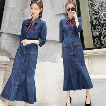High Quality Autumn Denim Jeans Dress Women Clothing Plus Size 3XL Single Breasted Elegant Spring Ruffle Cowboy Casual Dress
High Quality Autumn Denim Jeans Dress Women Clothing Plus Size 3XL Single Breasted Elegant Spring Ruffle Cowboy Casual Dress