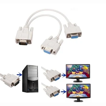 VGA 1 Male to 2 Female VGA Adapter Extension 1 PC to 2 Monitor Dual Video 1080p Converter Cable Y Splitter 15 Pin
VGA 1 Male to 2 Female VGA Adapter Extension 1 PC to 2 Monitor Dual Video 1080p Converter Cable Y Splitter 15 Pin