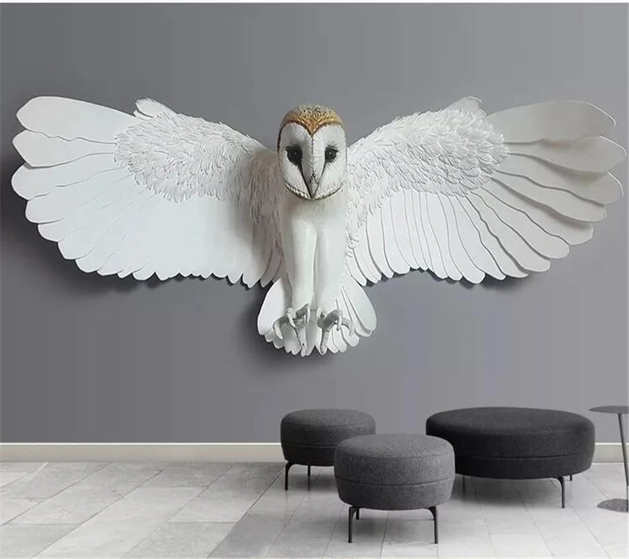 

wellyu Custom wallpaper Embossed owl animal pattern TV sofa background wall papier peint tapeta papel de parede 3d behang