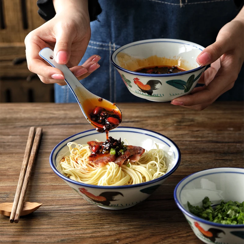 1PC 6/7/8 inch Horn bowl rice bowl For restaurants Hotel tableware big red Cock pattern ceramic noodle soup bowl Chinese gift
1PC 6/7/8 inch Horn bowl rice bowl For restaurants Hotel tableware big red Cock pattern ceramic noodle soup bowl Chinese gift