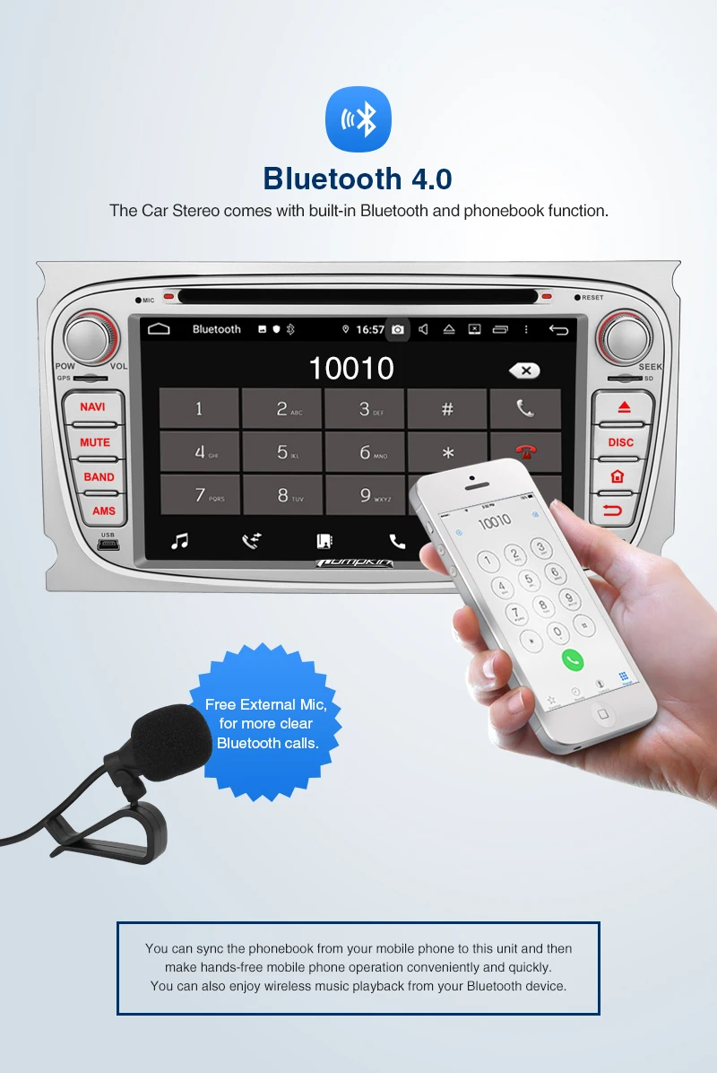 Excellent Pumpkin2 Din 7"Android 9.0 Car DVD Player GPS Navigation Qcta-Core 4G RAM Car Stereo For Ford Focus/Mondeo Wifi 4G OBD2 Headunit 15