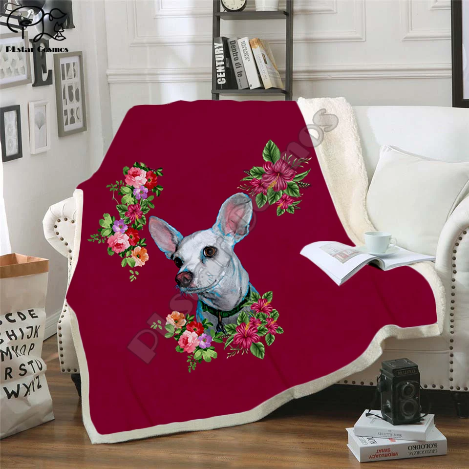 

Plstar Cosmos Pet dog flower puppy funny character Blanket 3D print Sherpa Blanket on Bed Home Textiles Dreamlike style-1