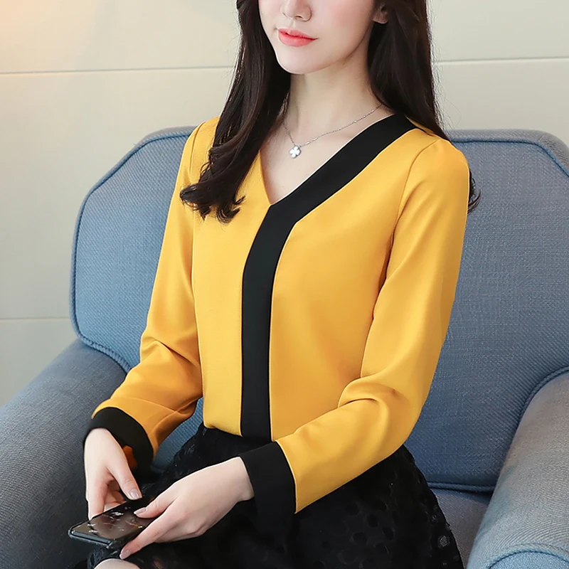 long sleeve women's clothing t shirts Tops 2019 fashion chiffon office lady shirt women t shirt V-neck women Patchwork t-Shirt
long sleeve women's clothing t shirts Tops 2019 fashion chiffon office lady shirt women t shirt V-neck women Patchwork t-Shirt