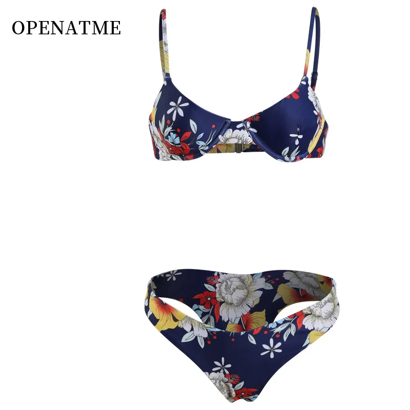 OPENATME Sexy Backless Dark Blue Floral Bikini Set Steel Plate Gathered Split Ladies Strap Swimwear Triangle Beachwear
OPENATME Sexy Backless Dark Blue Floral Bikini Set Steel Plate Gathered Split Ladies Strap Swimwear Triangle Beachwear