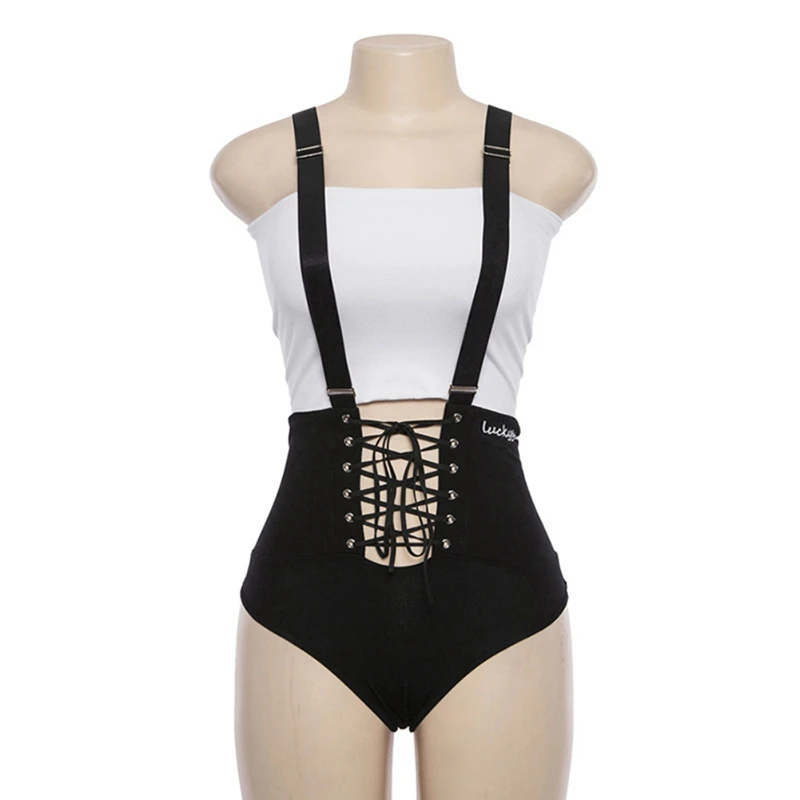 Women's Sexy Lace up Backless Bodysuits "Lucky Girl" Embroidery Suspender Bodysuit Beach Style Skinny Playsuits
Women's Sexy Lace up Backless Bodysuits "Lucky Girl" Embroidery Suspender Bodysuit Beach Style Skinny Playsuits