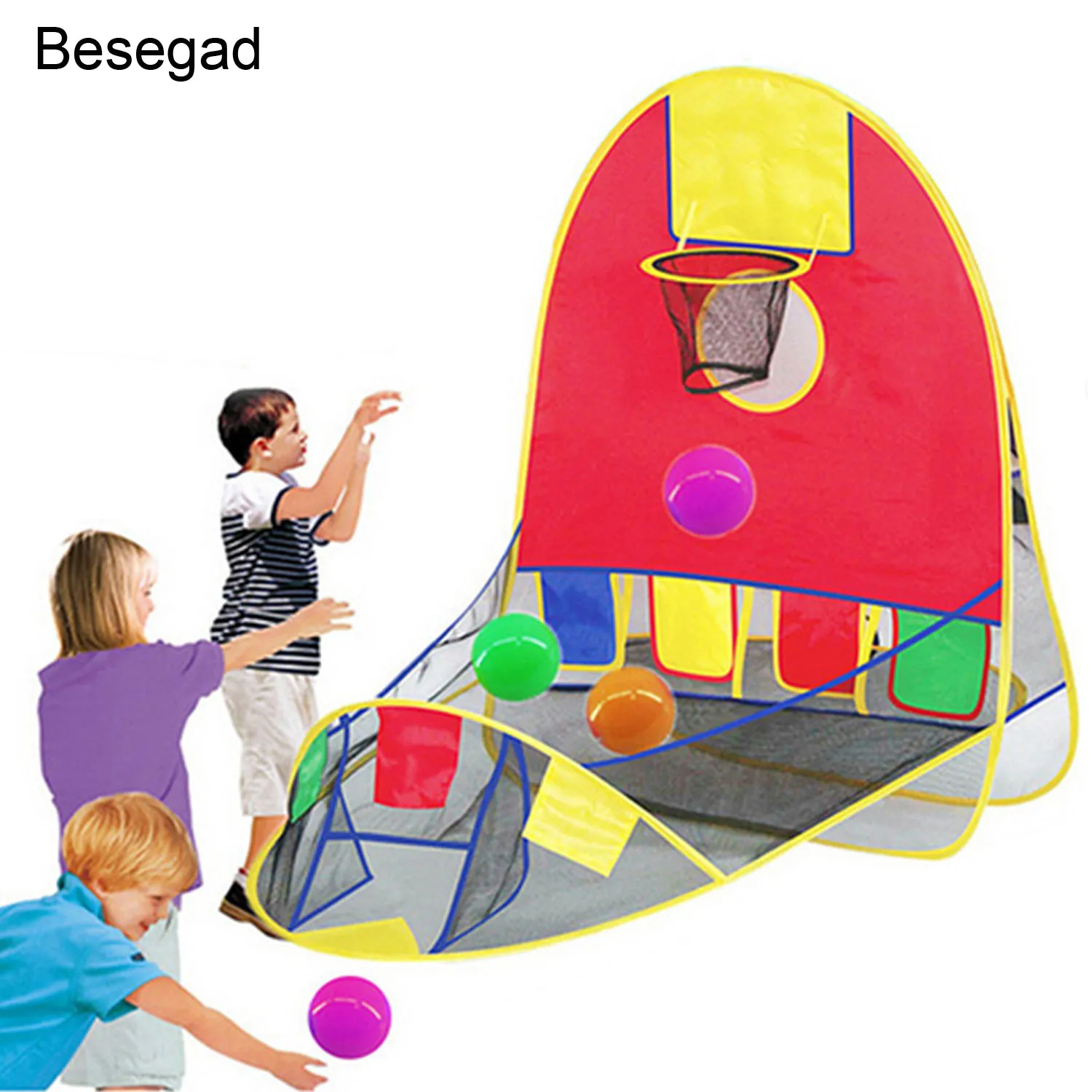 Foldable Pop Up Sports Goal Basketball Shooting Tent w/ 4 Balls for Kids Play Tent Indoor Outdoor Toys Large Space Playing Balls
Foldable Pop Up Sports Goal Basketball Shooting Tent w/ 4 Balls for Kids Play Tent Indoor Outdoor Toys Large Space Playing Balls