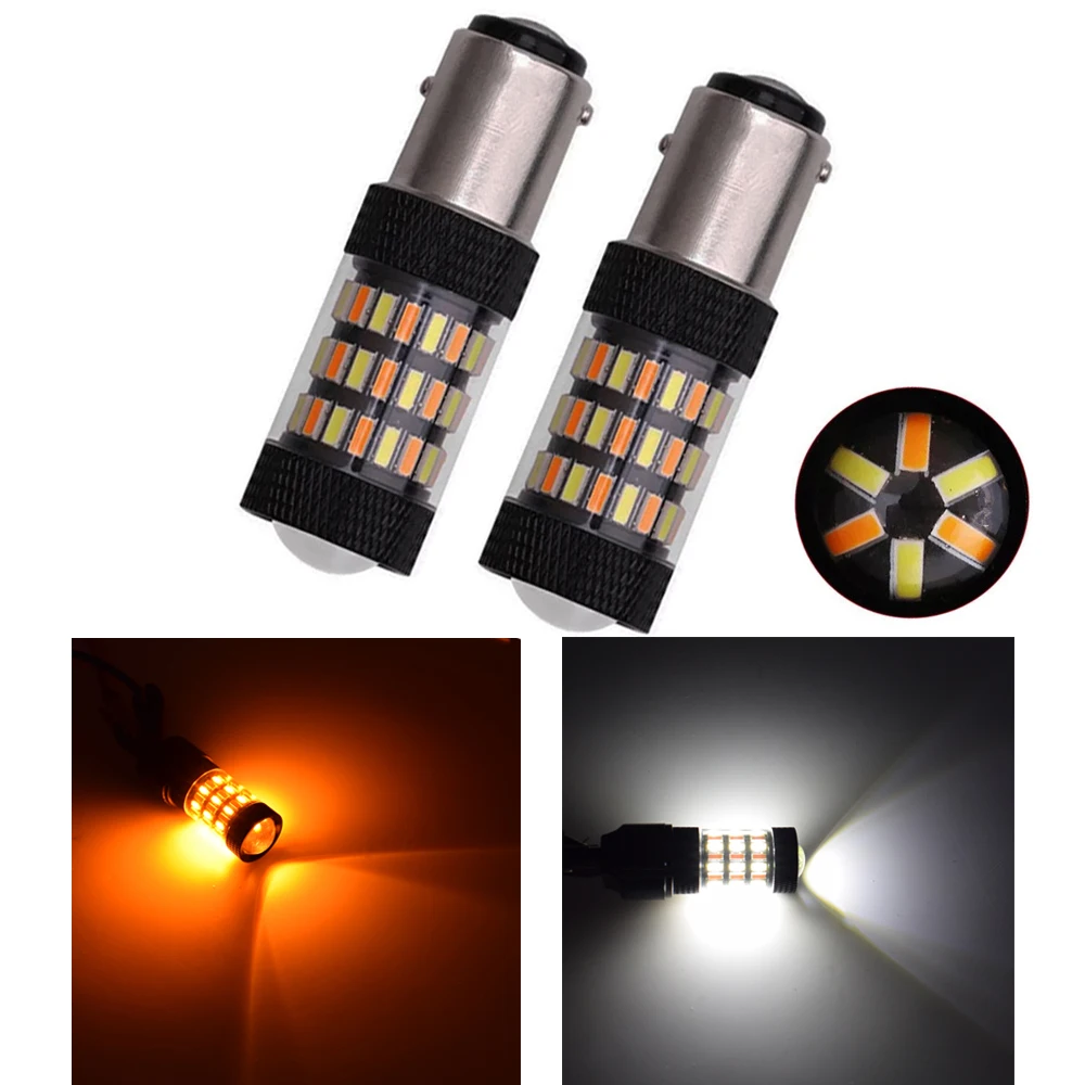 2PCS 3.6W 1157 3157 7443 4014 60 SMD LED Dual Color White/Amber Switchback Car Turn LED Light Bulbs 12V Super Bright
2PCS 3.6W 1157 3157 7443 4014 60 SMD LED Dual Color White/Amber Switchback Car Turn LED Light Bulbs 12V Super Bright