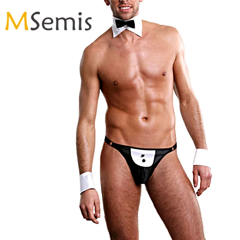 Sexy Maid Mens Tuxedo Lingerie Butler Waiter Suit Role Play Costume Halloween Erotic Gay Jockstrap Pouch Panties Open Butt Thong
Sexy Maid Mens Tuxedo Lingerie Butler Waiter Suit Role Play Costume Halloween Erotic Gay Jockstrap Pouch Panties Open Butt Thong
