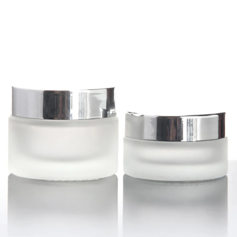 wholesale frosted clear 30g empty glass cream jars, empty 1 ounce refillable bottles cosmetic jar with silver lid
wholesale frosted clear 30g empty glass cream jars, empty 1 ounce refillable bottles cosmetic jar with silver lid