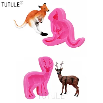 Gadgets,Kangaroo Mold, Wild deer Cake Molds, food clays mold, resin, jewelry pop up, flexible charms Animal deer fondant mold