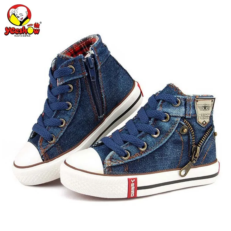 Image New 2015 Canvas Children Shoes Boys Sneakers Brand Kids Shoes for Girls Baby Jeans Denim Flat Boots H521 3