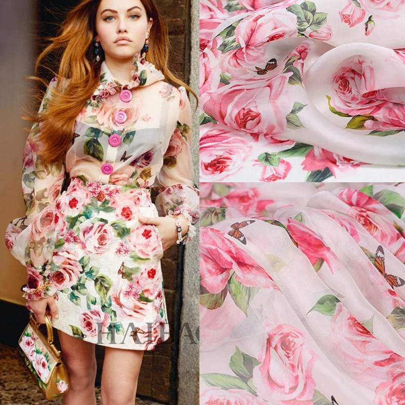 Pink rose high grade digital painting natural chiffon organza silk fabric for dress shirt christmas fabrics patchwork tissu tela
Pink rose high grade digital painting natural chiffon organza silk fabric for dress shirt christmas fabrics patchwork tissu tela