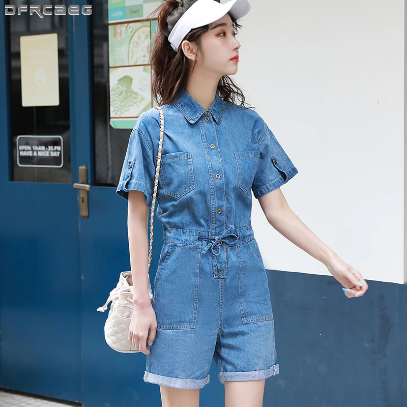 Casual Drawstring Ddenim Jumpsuits Loose Wide Leg Overalls For Women Blue Summer Combinaison Short Femme Pockets Jeans Playsuit
Casual Drawstring Ddenim Jumpsuits Loose Wide Leg Overalls For Women Blue Summer Combinaison Short Femme Pockets Jeans Playsuit