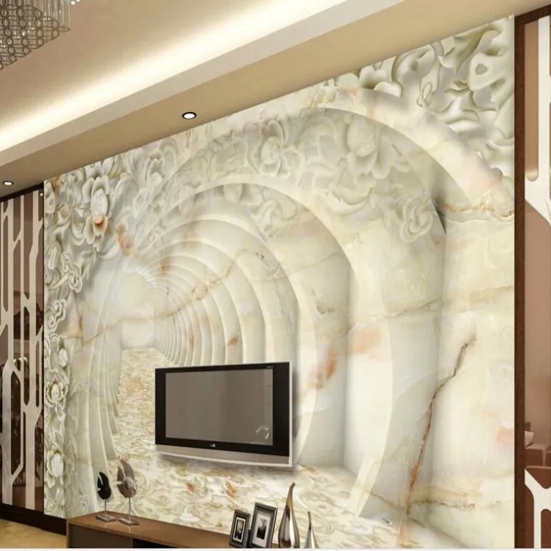 

wellyu Customized large - scale murals three - dimensional pattern jade embossed marble TV sofa background wall wallpaper