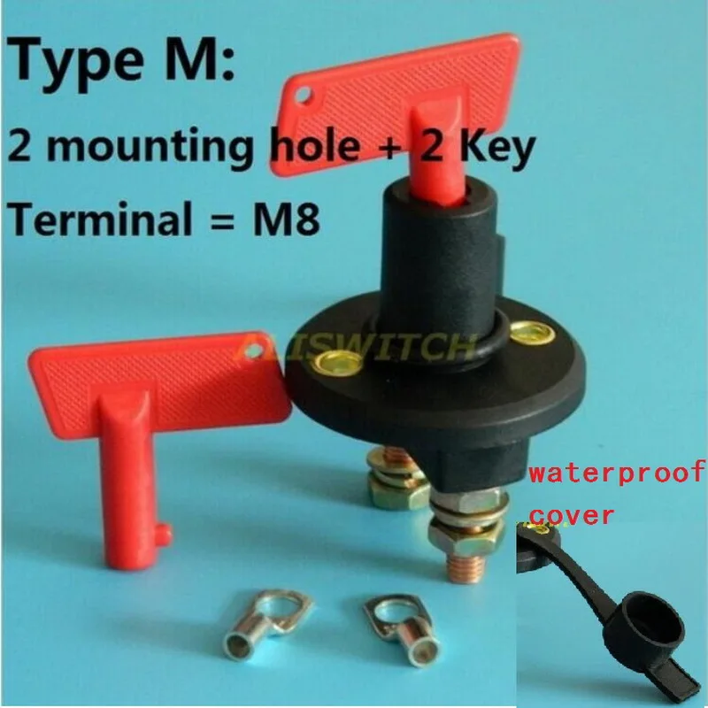( Type M ) Universal Battery Isolator Cut Off Power Kill Switch 300A + Key + Waterproof Cover + Contact Terminal
( Type M ) Universal Battery Isolator Cut Off Power Kill Switch 300A + Key + Waterproof Cover + Contact Terminal