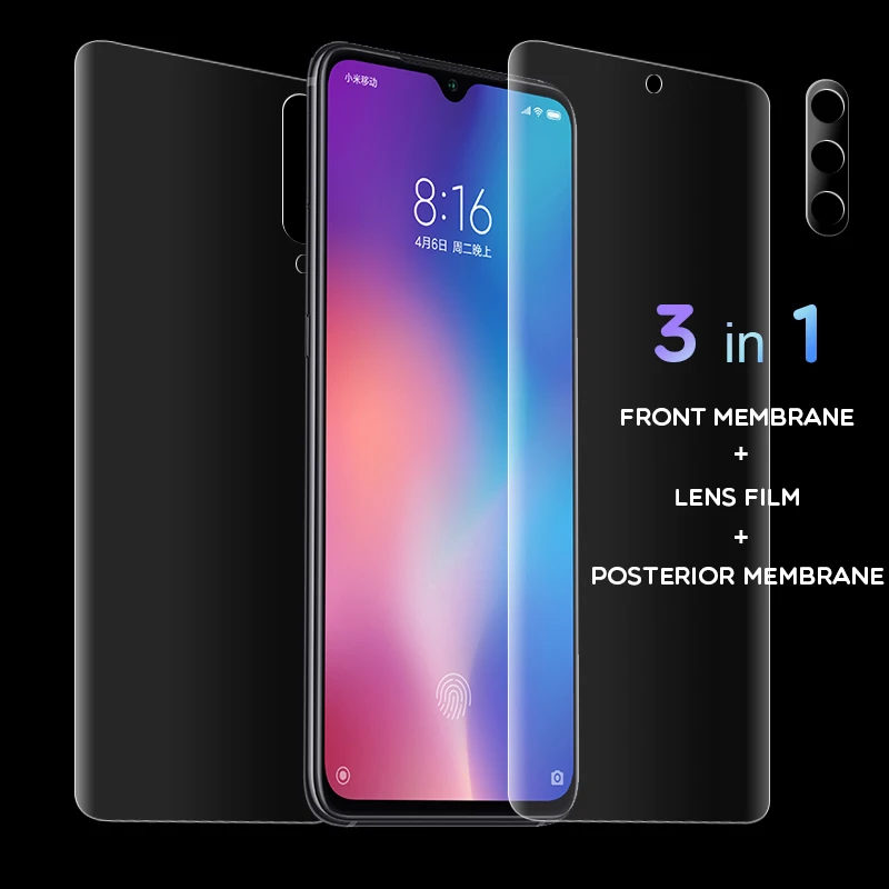 9D Full Cover Film on For Xiaomi 9 Screen Protector Hydrogel Front Film + Back Film + Camera Lens Glass
9D Full Cover Film on For Xiaomi 9 Screen Protector Hydrogel Front Film + Back Film + Camera Lens Glass
