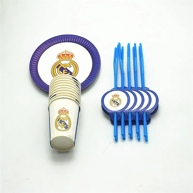 real madrid for children birthday party decorations disposable tablewares cups plates straw 30/60pcs
real madrid for children birthday party decorations disposable tablewares cups plates straw 30/60pcs