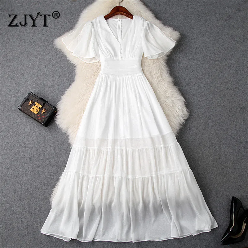 Top Fashion Designer Runway Long Dress Summer 2019 Women Elegant Butterfly Sleeves V Neck Sexy Solid Aline Party Casual Dresses
Top Fashion Designer Runway Long Dress Summer 2019 Women Elegant Butterfly Sleeves V Neck Sexy Solid Aline Party Casual Dresses