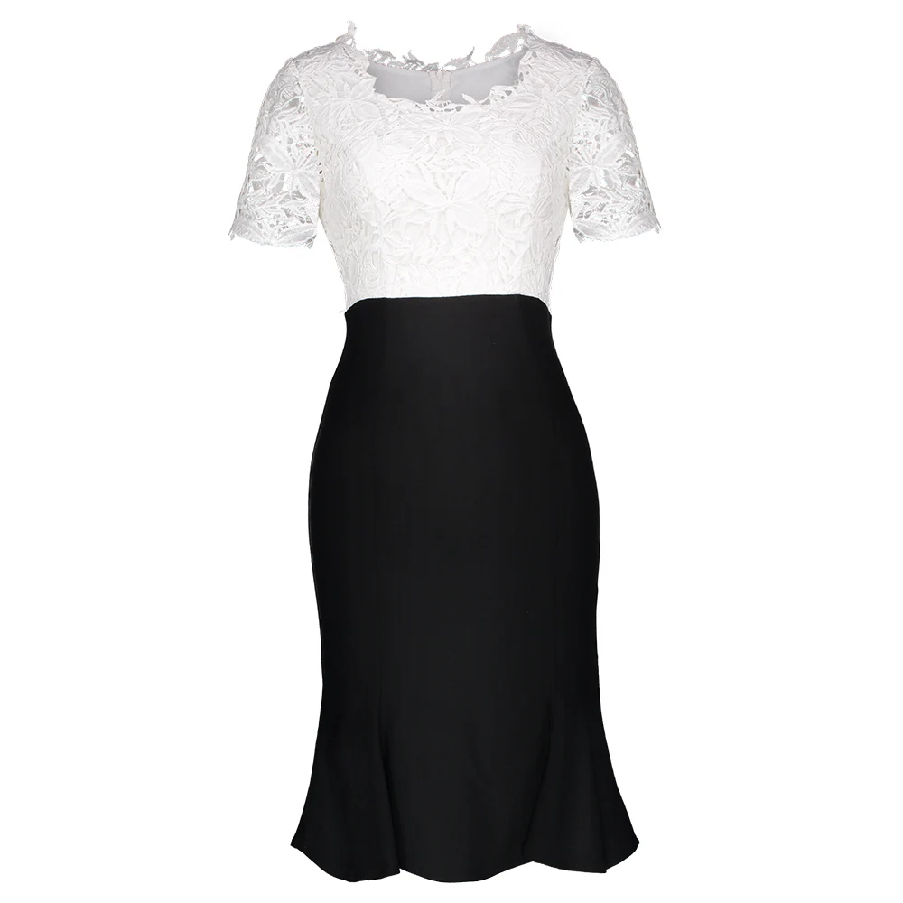Office Ladies Patchwork Lace Dresses Short Sleeve O Neck Mid-Calf Double Layer Women Clothing Elegant New Summer Mermaid Dress
Office Ladies Patchwork Lace Dresses Short Sleeve O Neck Mid-Calf Double Layer Women Clothing Elegant New Summer Mermaid Dress