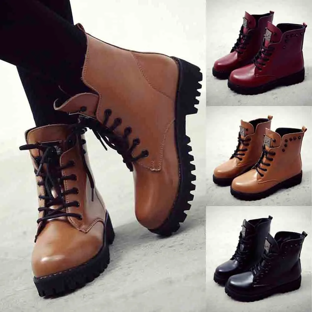MUQGEW Fashion Women Leather Botas Rivet Boot With Casual Leather Boots Thick Heels Round Head Thick Martin Boots
MUQGEW Fashion Women Leather Botas Rivet Boot With Casual Leather Boots Thick Heels Round Head Thick Martin Boots