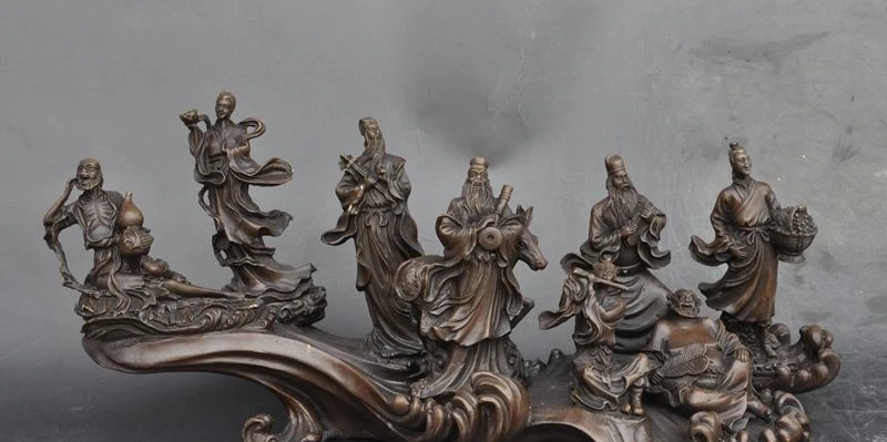 19" chinese folk buddhism bronze 8 god Eight immortals Over the sea river statue
19" chinese folk buddhism bronze 8 god Eight immortals Over the sea river statue