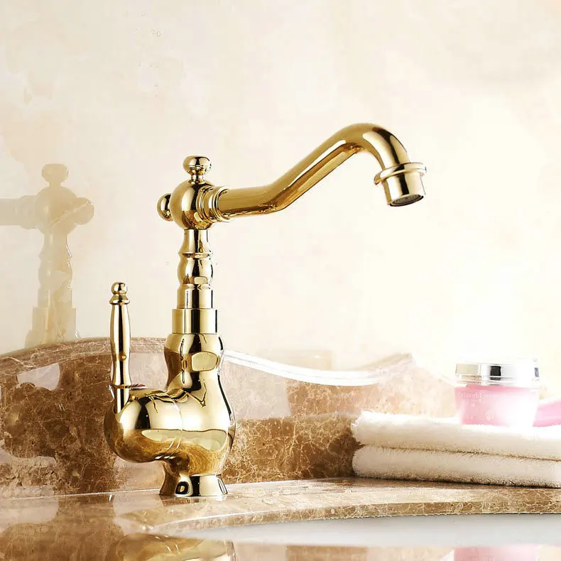 Bathroom Sink Basin Faucet Copper Basin Mixer Tap Golden Polished Faucets Water-tap 9065G
Bathroom Sink Basin Faucet Copper Basin Mixer Tap Golden Polished Faucets Water-tap 9065G