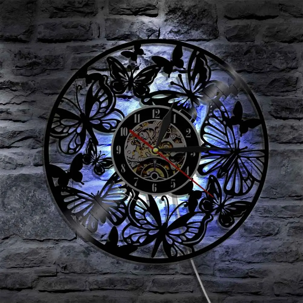 Round Hollow Butterfly Art Vinyl Record Clock Creative Butterfly Shape LED Wall Clock Antique Style Quartz Handmade Clock
Round Hollow Butterfly Art Vinyl Record Clock Creative Butterfly Shape LED Wall Clock Antique Style Quartz Handmade Clock