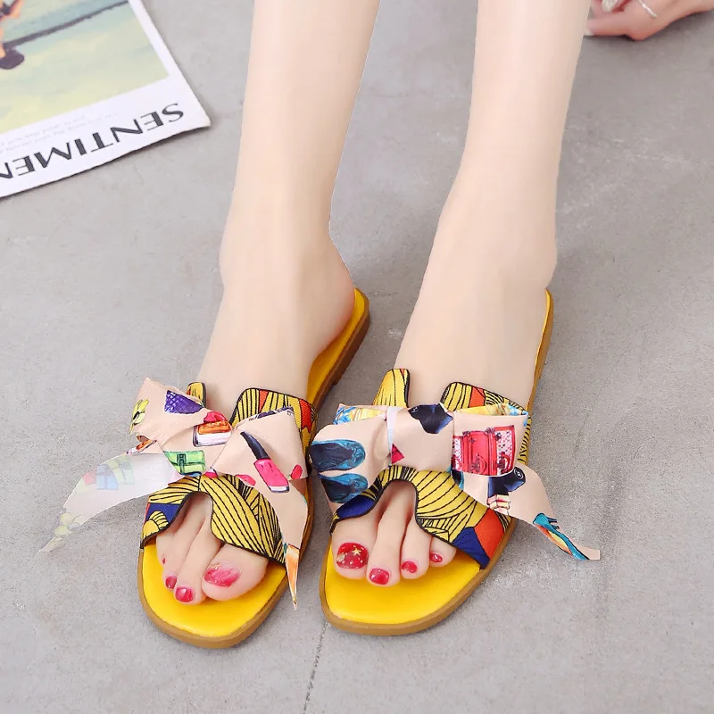 2019 Summer Women's Shoes Flat Casual Slippers Non-slip Outside Beach Slippers Big Lace Butterfly-knot H Slippers Slip-on 35-40
2019 Summer Women's Shoes Flat Casual Slippers Non-slip Outside Beach Slippers Big Lace Butterfly-knot H Slippers Slip-on 35-40