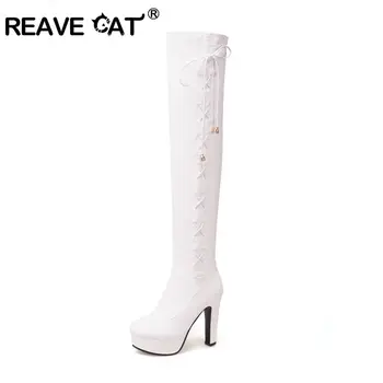 REAVE CAT New Super Big Size 34-48 winter long Boots fashion shoes Women's over the knee Boots thin High heels Botas Mujer A1128 
REAVE CAT New Super Big Size 34-48 winter long Boots fashion shoes Women's over the knee Boots thin High heels Botas Mujer A1128