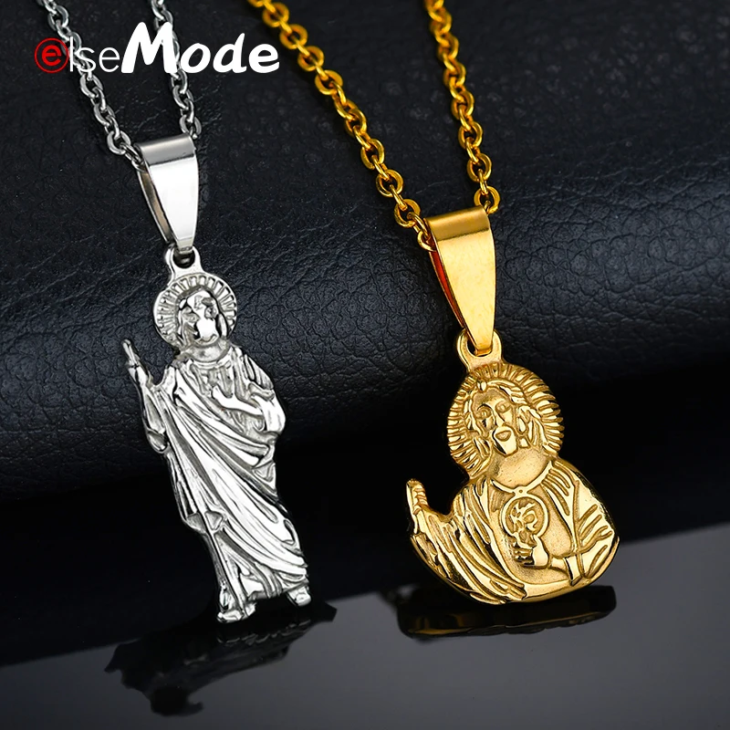 ELSEMODE Gold Titanium Stainless Steel Jesus Christ Pendant Necklace Gold Christian Amulet Necklace Women Men Jewelry
ELSEMODE Gold Titanium Stainless Steel Jesus Christ Pendant Necklace Gold Christian Amulet Necklace Women Men Jewelry