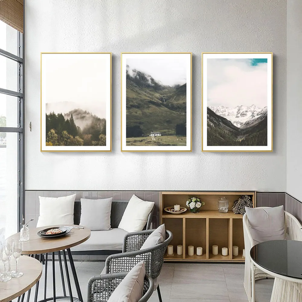 

Mountain And Forest Painting Landscape Art Prints Nordic Poster Vintage Wall Art Canvas Painting Wall Pictures Nature Unframed