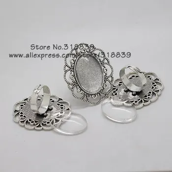 Antique Silver Metal Zinc Alloy Trendy Filigree Adjustable Ring Cabochon Settings + Cabochon Glass 18*25mm 6sets 8061
Antique Silver Metal Zinc Alloy Trendy Filigree Adjustable Ring Cabochon Settings + Cabochon Glass 18*25mm 6sets 8061
