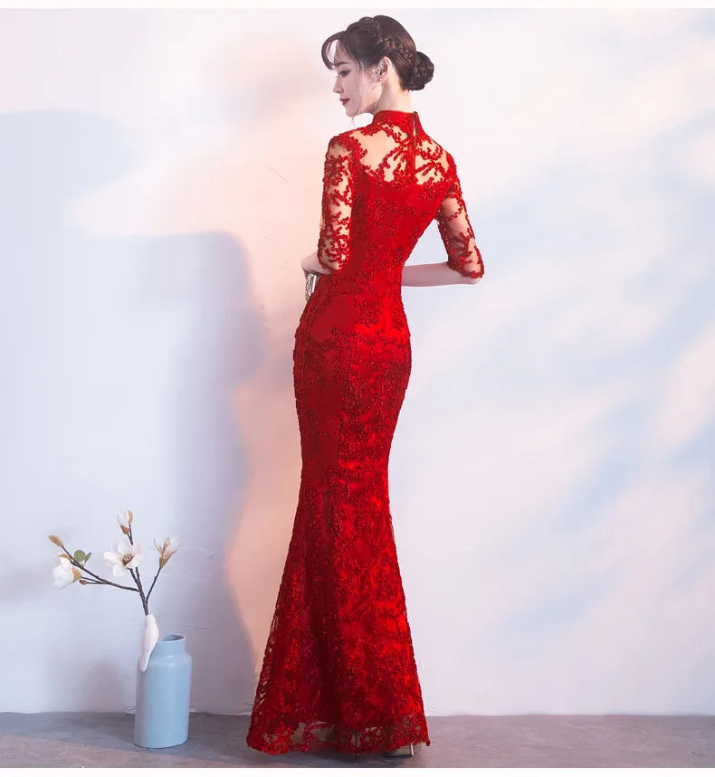 Red Novelty Lace Cheongsam Dress Vintage Chinese Style Long Qipao Womens Slim Party Dresses Retro Lady Clothe Vestidos S-XXXL
Red Novelty Lace Cheongsam Dress Vintage Chinese Style Long Qipao Womens Slim Party Dresses Retro Lady Clothe Vestidos S-XXXL