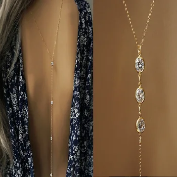 2017 New Women Crystal Backdrop Necklace Gold color Back Body Chain Beach Jewelry Wedding Backless Dress Accessories
2017 New Women Crystal Backdrop Necklace Gold color Back Body Chain Beach Jewelry Wedding Backless Dress Accessories