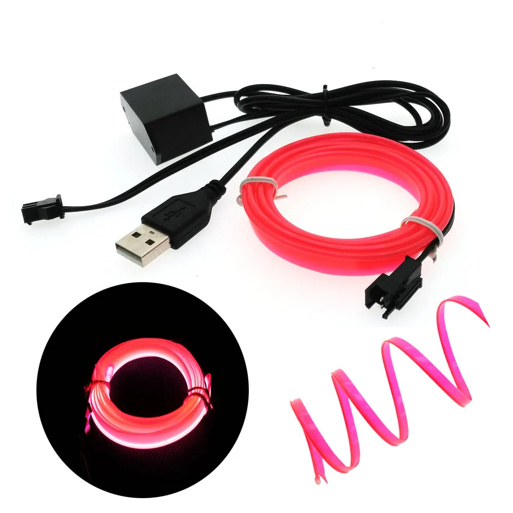 USB автомобильный электролюминесцентный провод неоновый свет танцевальный